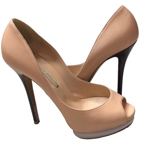 Nicholas Kirkwood Bi Color Pump Two Tone Platform Peach Black Pearl 38 EU 7.5 US - Picture 3 of 14